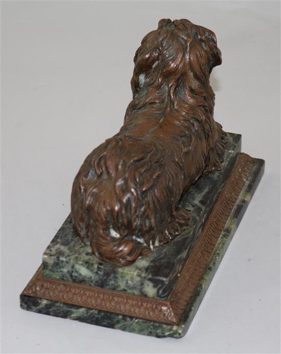 A late 19th century French bronze model of a terrier, 8in.